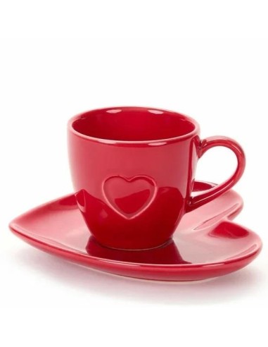 Tazzina con Piattino Cuore Rosso - Un Dolce Messaggio d'Amore! ❤️☕