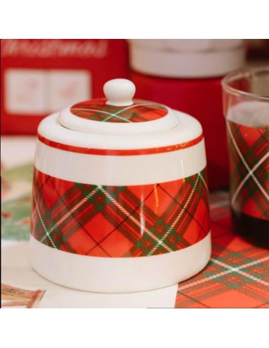 Zuccheriera in Porcellana Tartan 270ml - Eleganza natalizia in tavola!