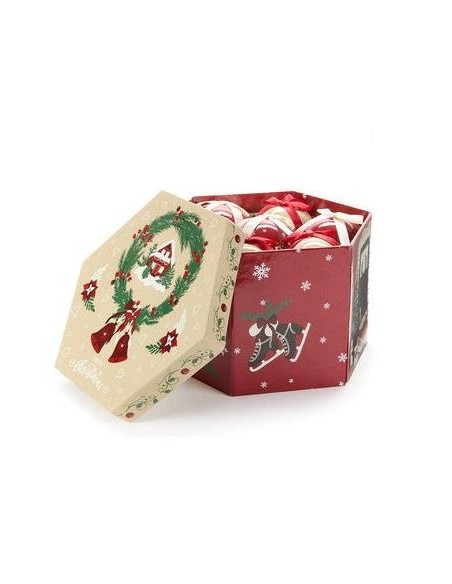 Scatola esagonale Natalizia Holly Jolly 22x15cm