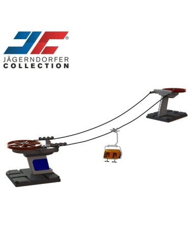 Ski Lift Base con Seggiola Blu Rosso JC83290 - Scala 1:32 Seggiovie Jä