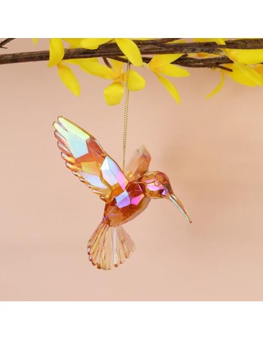 Decorazione 3D Colibrì diamantato giallo