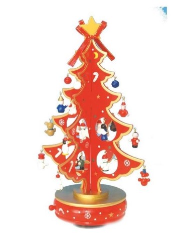 Carillon Albero Rosso in legno con Addobbi staccabili