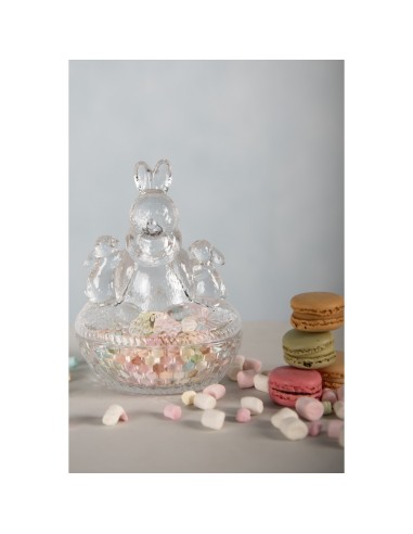 Contenitore portadolci con coniglietti 12x9x17cm | Diamante Rosa