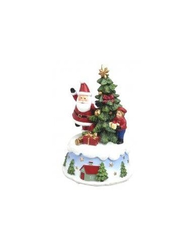 Carillon Albero con Babbo Natale H16cm - Musica e Magia Natalizia 🎅🌲