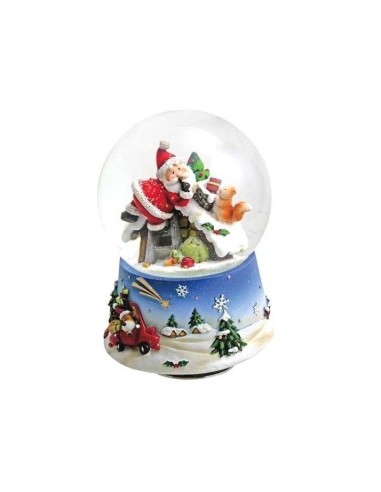 Carillon Palla di Neve con Babbo Natale sul Tetto H15cm - Magia del Na