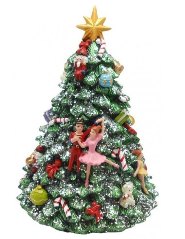 Carillon Albero di Natale con Ballerina e Schiaccianoci H15cm - Carica