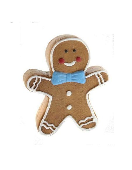 Omino di Pan di Zenzero in Ceramica con Fiocchetto 12x10cm - Decorazio