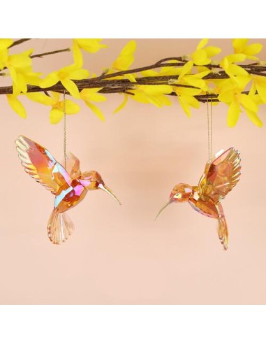 Decorazione 3D Colibrì diamantato giallo