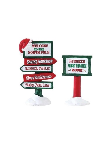 North Pole Signs - Cartelli del Polo Nord Set of 2pz 74325 Lemax