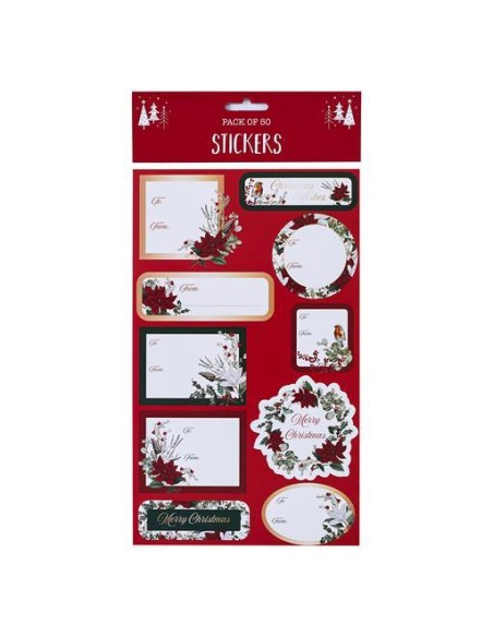 Set di 50 Etichette Adesive Aghifogli e Stelle di Natale 🎄✨