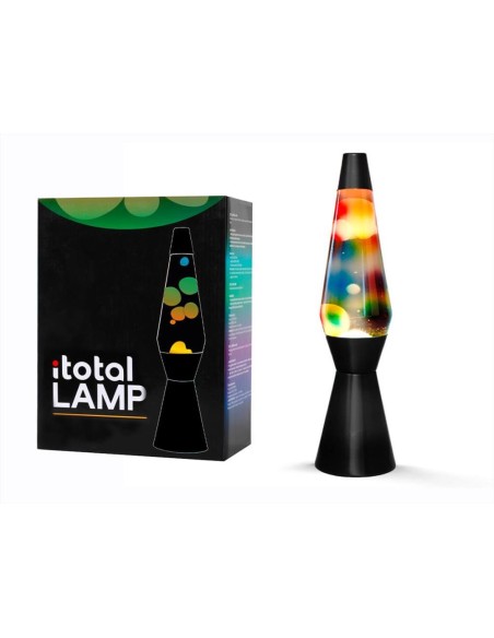 Lampada Lava LED con Base Nera e Cera Arcobaleno - H40cm Lampada Lava LED con Base Nera e Cera Arcobaleno - H40cm