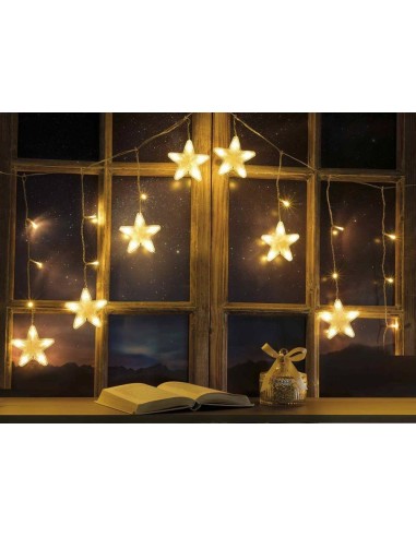 Luci 136 LED bianco caldo con stelle 2m x 0,6m