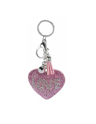 Portachiavi con charm cuore Love 4 varianti (1pz) | Diamante Rosa