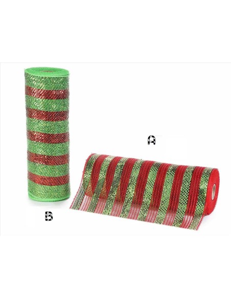 Nastro Lamè Rete Rosso e Verde
