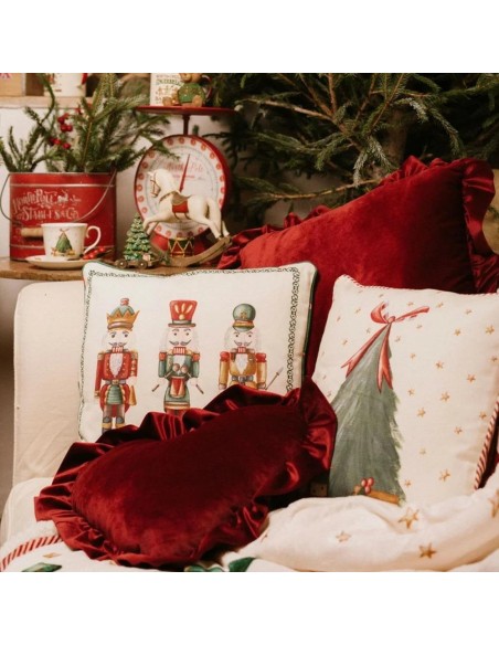 Cuscino in velluto rosso a forma di cuore Nuvole di Stoffa