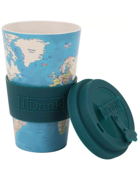 iTOTAL Tazza con tappo silicone 435 ml BLUE MAPS