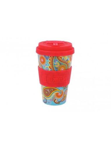 Tazza con Tappo in Silicone 435 ml - Design Paisley!