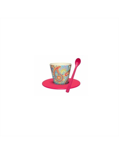 Set tazzina, cucchiaino e piattino caffè - 90 ml - Paisley