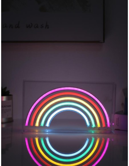 iTOTAL Insegna LED al Neon con ARCOBALENO 🌈 | Diamante Rosa