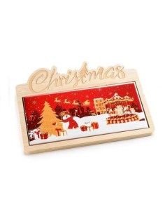 Tagliere legno e eramica con incisione Christmast 22 x 17,5 cm