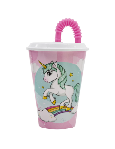 Bicchiere Unicorno con Cannuccia Pieghevole 430ml – Magia in ogni sors