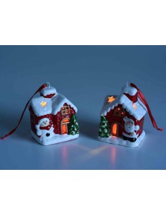 Decorazione 3D Casetta natalizia con LED Babbo Natale Pupazzo di Neve 2