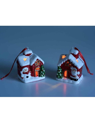 Decorazione 3D Casetta natalizia con LED Babbo Natale Pupazzo di Neve
