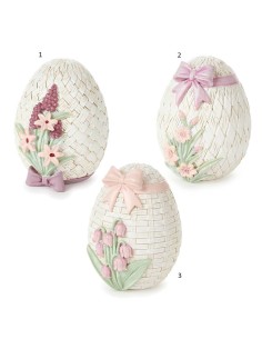 Uovo intrecciato con fiori in resina H10cm 3 varianti (1pz) 2