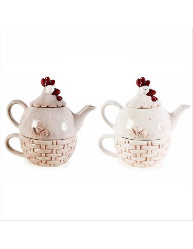 Tea for One Gallina Sorridente - Teiera e Tazza in Ceramica - 2 varian