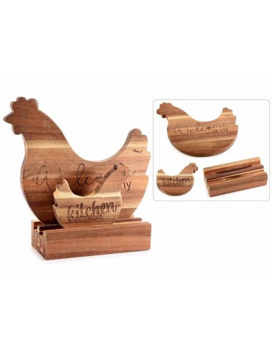 Set 2 Taglieri in Legno d'Acacia Galline - Decorativi e Funzionali