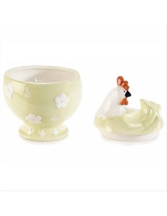 Contenitore Gallina in Ceramica con fiori a Rilievo - 2 Colori 2