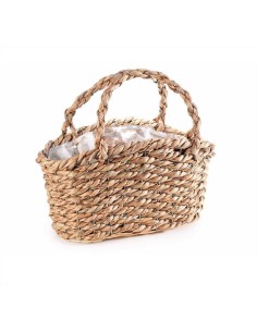 Cesto in Fibra Naturale con Manici e Rivestimento Interno