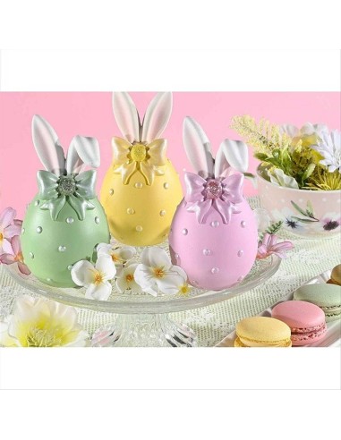 Uovo di Pasqua con Orecchie da Coniglio in Resina - 3 Colori 🐰🌸