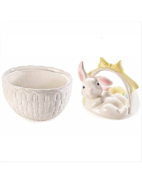 Contenitore Cesto con Coniglio in Ceramica – Decorazione Pasquale