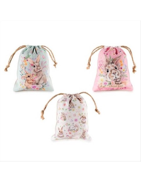 Sacchetto con Coniglietto – Perfetto per Pasqua! 🐇🎀 3 fantasie (1pz)