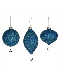 GOODWILL Pallina di vetro 8cm pajette glitter Blu - 3 varianti 💙✨