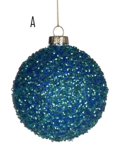 GOODWILL Pallina di vetro 8cm pajette glitter Blu - 3 varianti 💙✨ 2