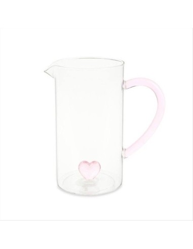 Brocca in Borosilicato 💖 1.2L con Cuore Rosa – Elegante, Pratica e Pe