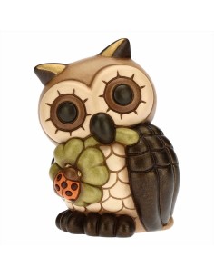 Gufo saggio con quadrifoglio portafortuna medio