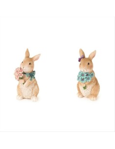 Coniglietto con Fiori H11cm - 2 Varianti (1pz)