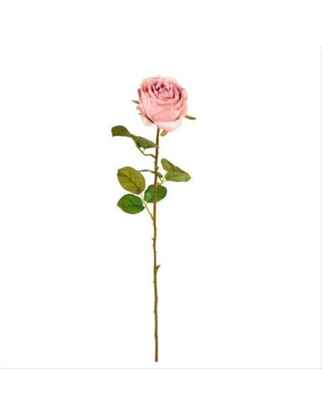 Rosa 🌸 H63cm – Rosa Pallido, Realistica con Foglie