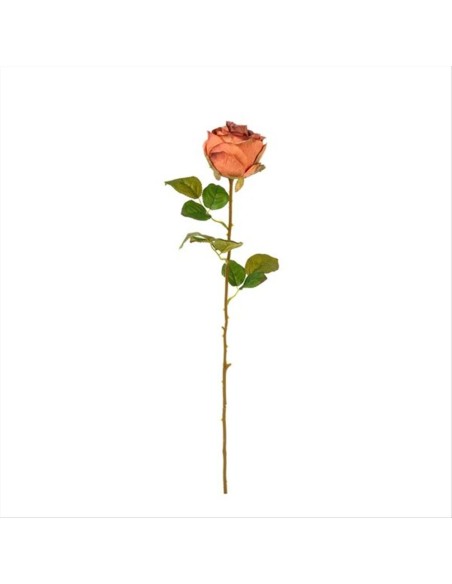 Rosa Pesca 63cm con Foglie – Eleganza Floreale per Ogni Ambiente 🌹✨