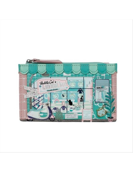 Portafoglio piegato compatto Bubblie Cats Laundromat Vendula London