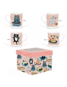 Set 2 tazze da thè con piattino Gatti pazzi Allen designs Diamante Ros 2