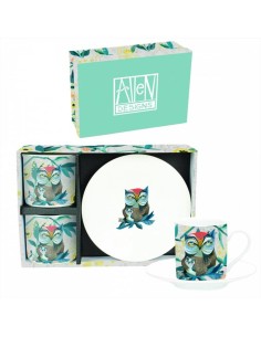 Set 2 tazze con piattino Gufo e gufetto Allen Design con scatola regal 2
