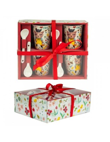 Set 4 tazzine da caffè con cucchiaino Gatto contadino Allen Designs | 