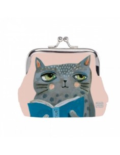 Portamonete a clip - Gatto con libro Allen Designs | Diamante Rosa