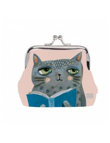 Portamonete a clip - Gatto con libro Allen Designs | Diamante Rosa