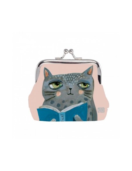 Portamonete a clip - Gatto con libro Allen Designs | Diamante Rosa