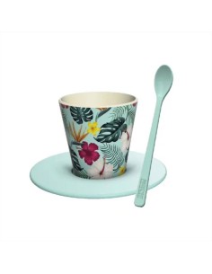 Set tazzina espresso con cucchiaino e piattino 90ml TROPICAL VIBES